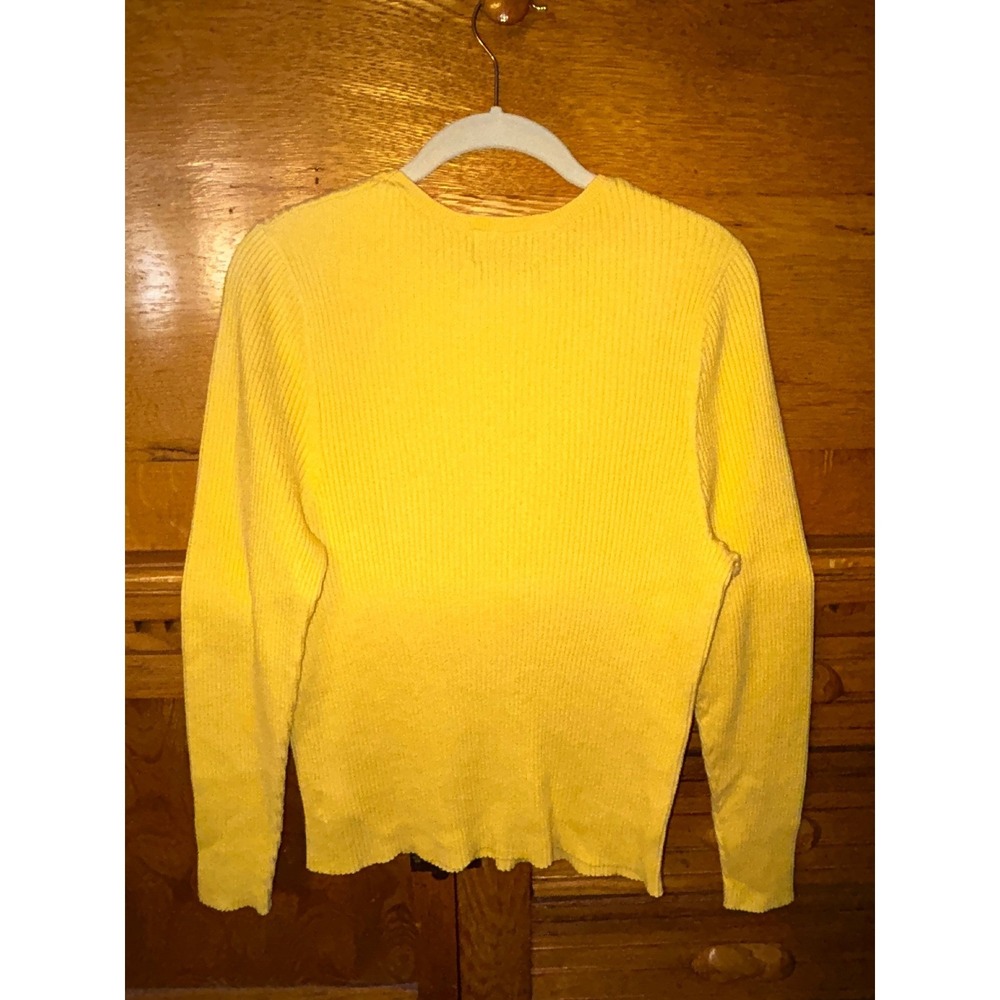 Old Navy SoSoft Lite Preppy Classic Yellow Ribbed Sweater Crewneck Knit Comfy